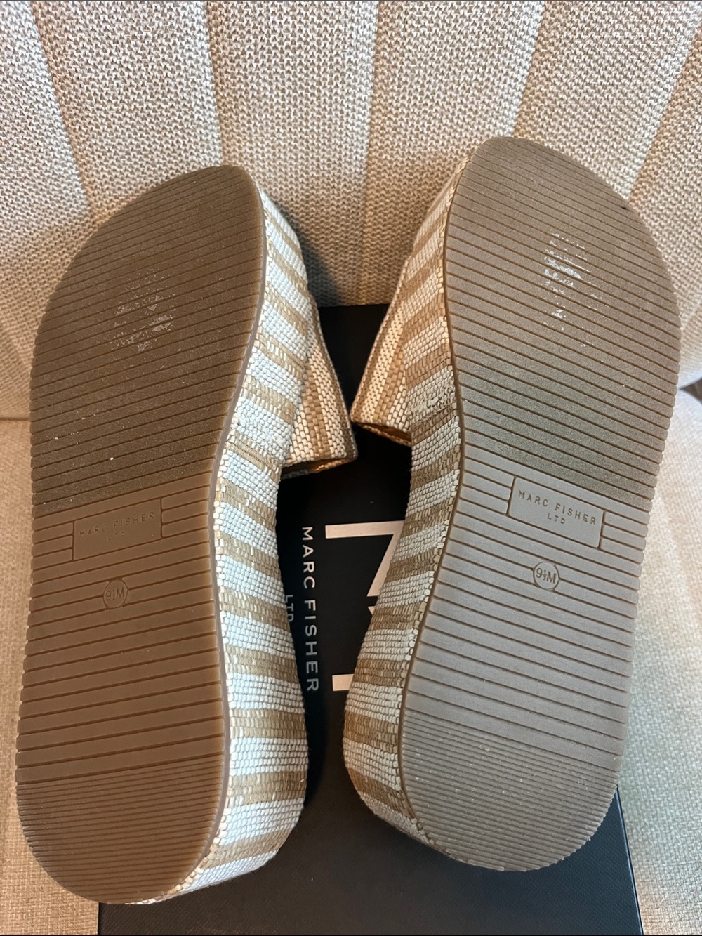 Marc fisher Daylin retro chic platform summer stripe sandals NWB SZ 9.5 - Picture 7 of 7